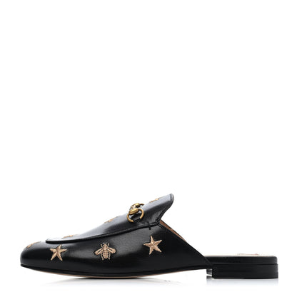 Gucci Goatskin Bee Star Embroidered Womens Princetown Slippers 40 Black 1 of 4