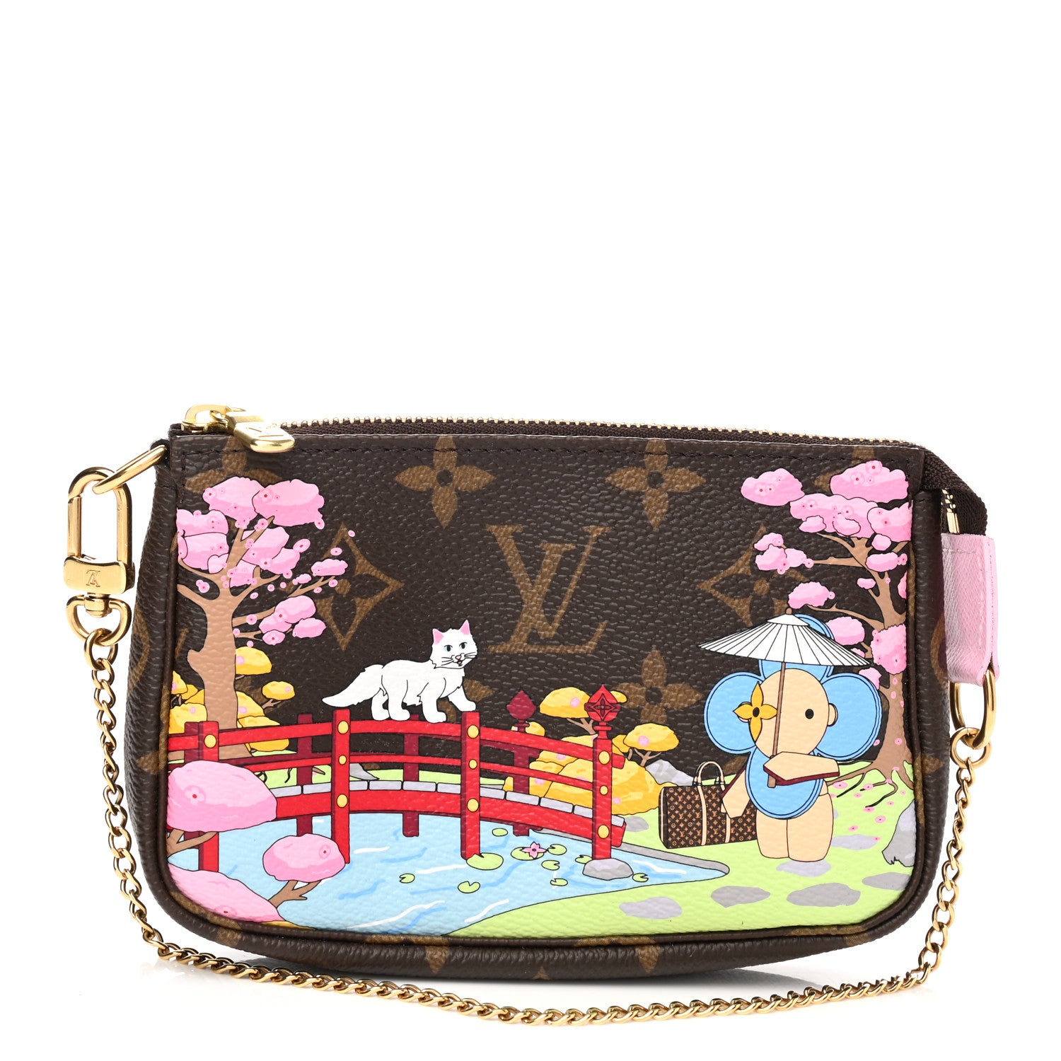 Louis Vuitton Monogram 2021 Christmas Animation Japanese Garden Mini Pochette Accessories Wisteria Pink 1 of 8