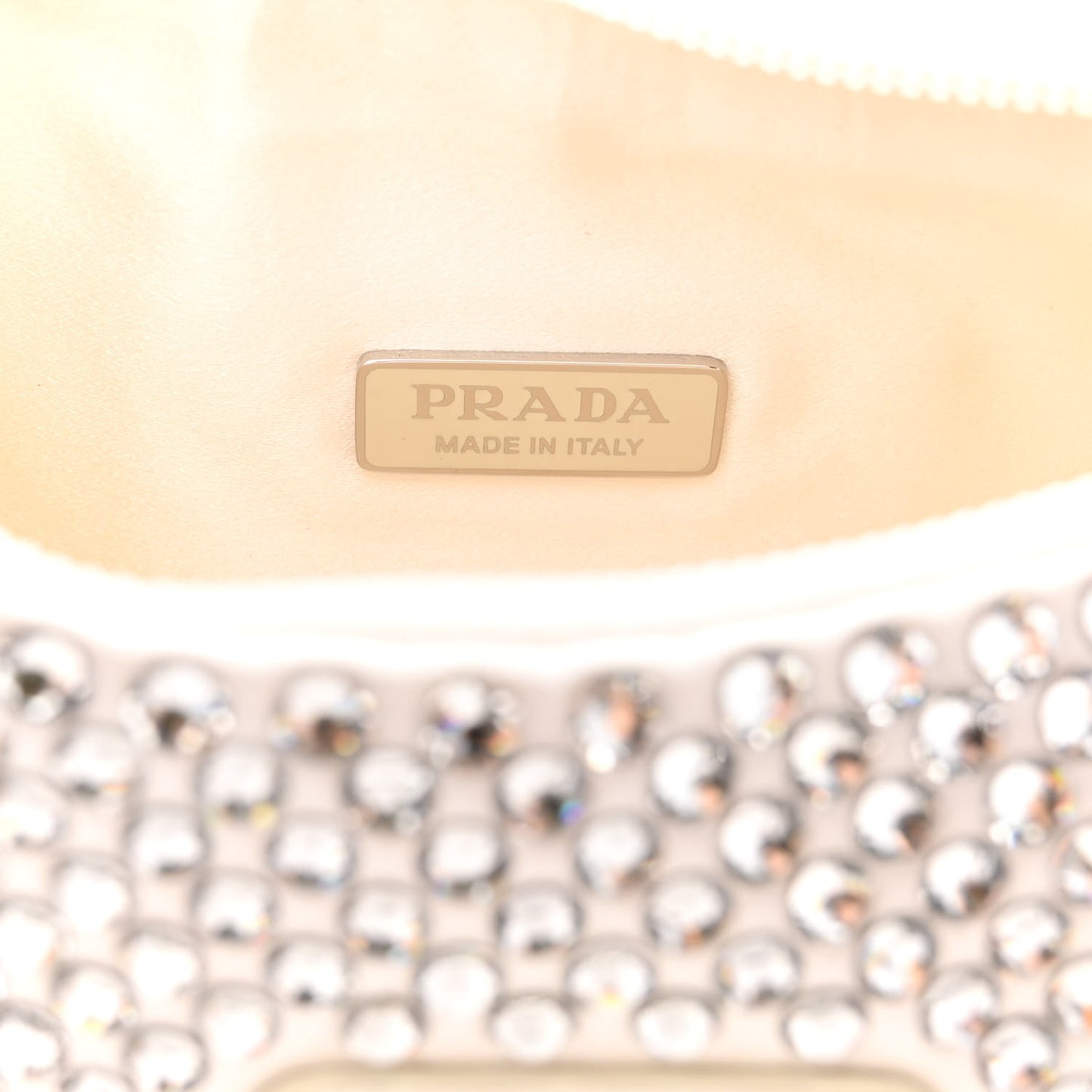 Satin Crystal Mini Re-Edition 2000 Bag White
