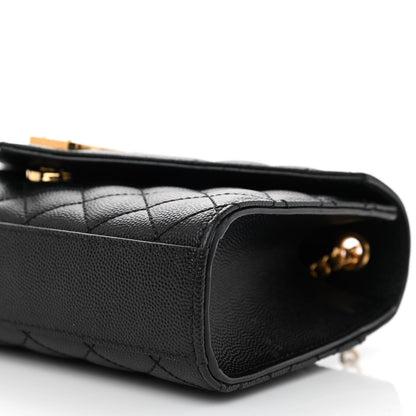 Saint Laurent Grain De Poudre Textured Mixed Matelasse Triquilt Small Monogram Satchel Black 8 of 9