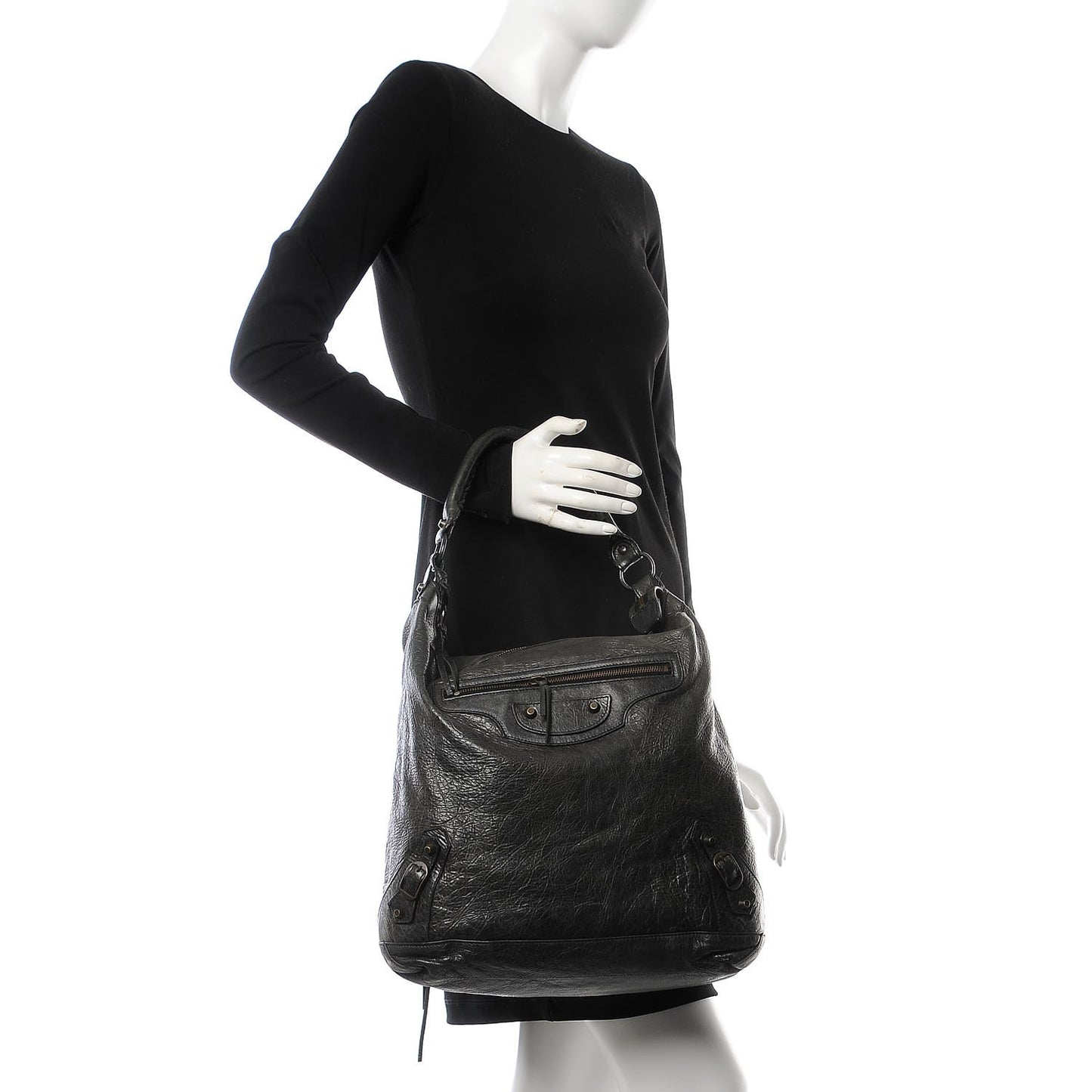 Agneau Classic Hardware Day Hobo Anthracite
