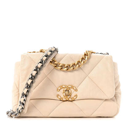 Chanel Goatskin Quilted Medium Chanel 19 Flap Light Beige 1 of 11