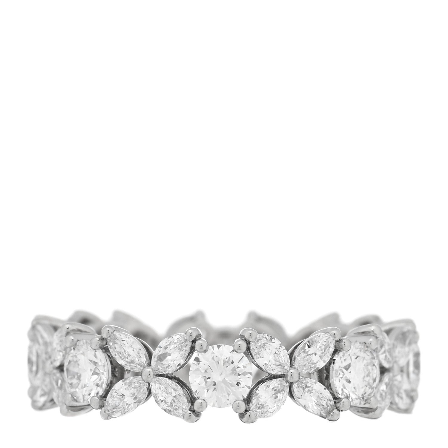 Tiffany Platinum Diamond Victoria Alternating Band Ring 51 5.75 3 of 5