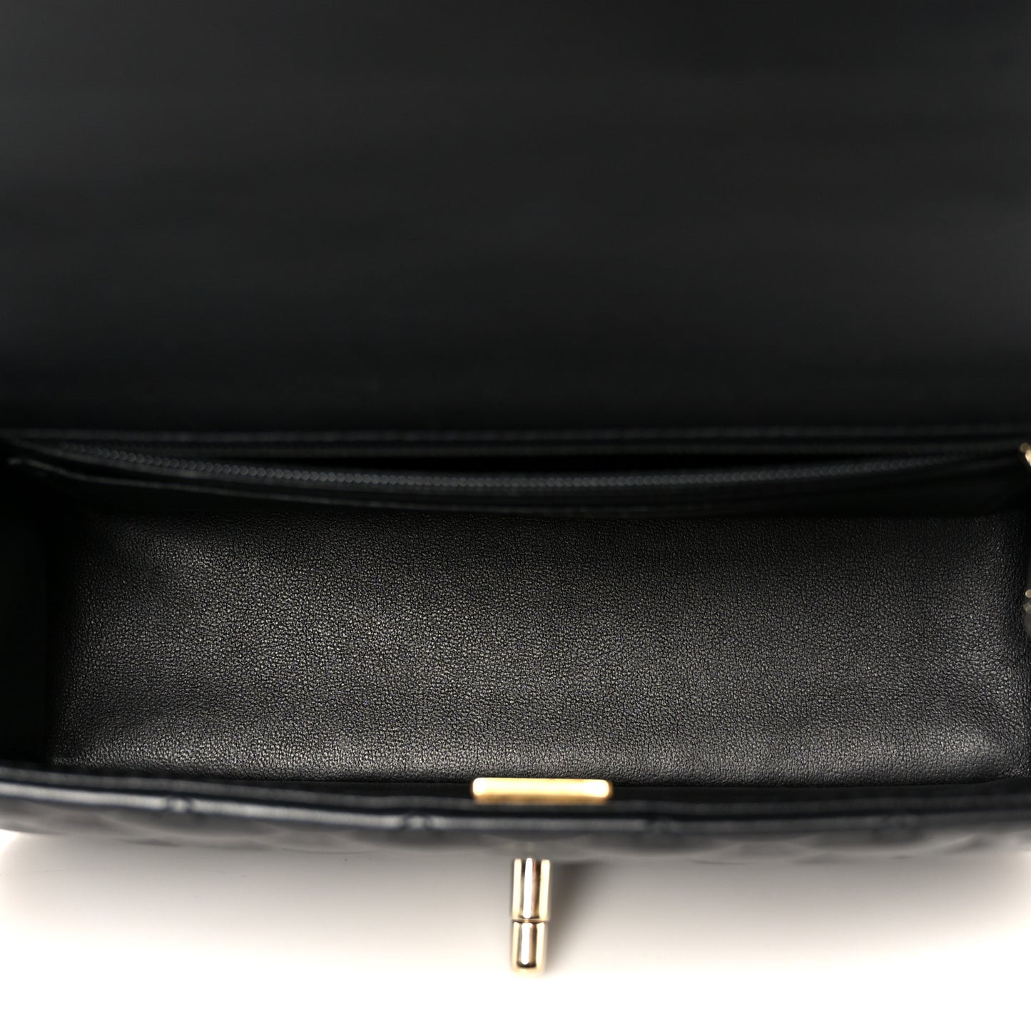 Lambskin Quilted Mini Top Handle Rectangular Flap Black