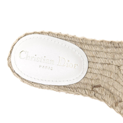 Christian Dior Canvas Embroidered Granville Espadrille Flat Slide Sandals 37 Ivory 7 of 10