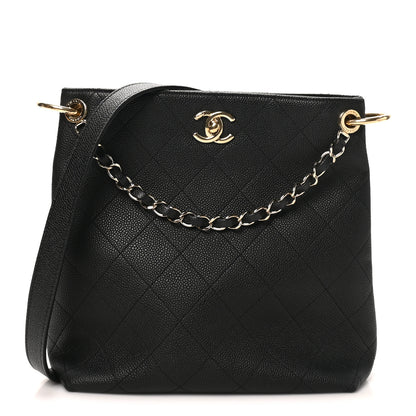 Chanel Caviar Quilted City Walk Hobo Black 1 of 10