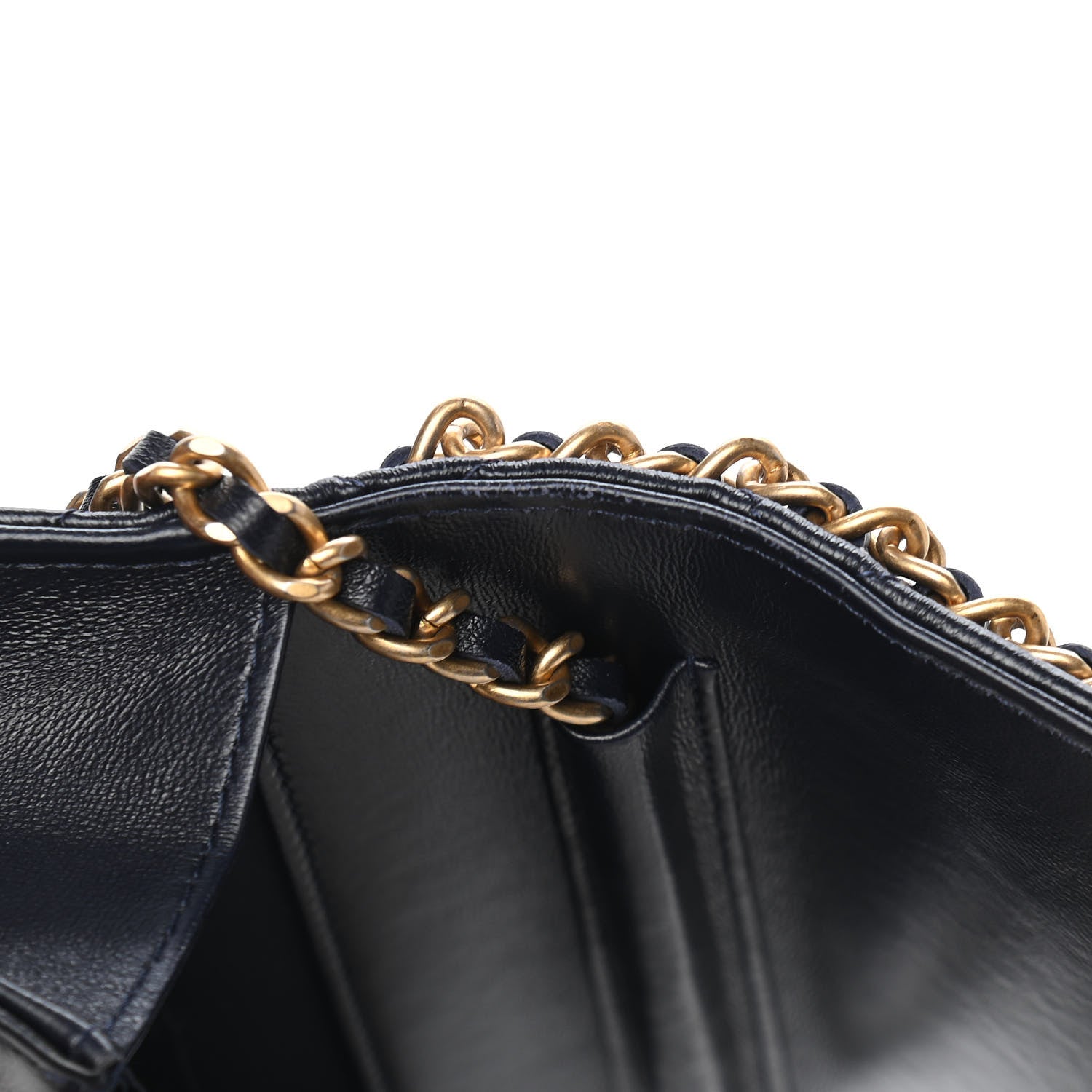 Chanel Lambskin Quilted Chain Around Wallet On Chain WOC Navy Blue 11 of 13