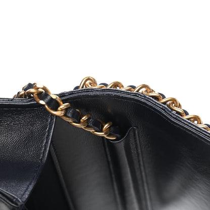 Chanel Lambskin Quilted Chain Around Wallet On Chain WOC Navy Blue 11 of 13