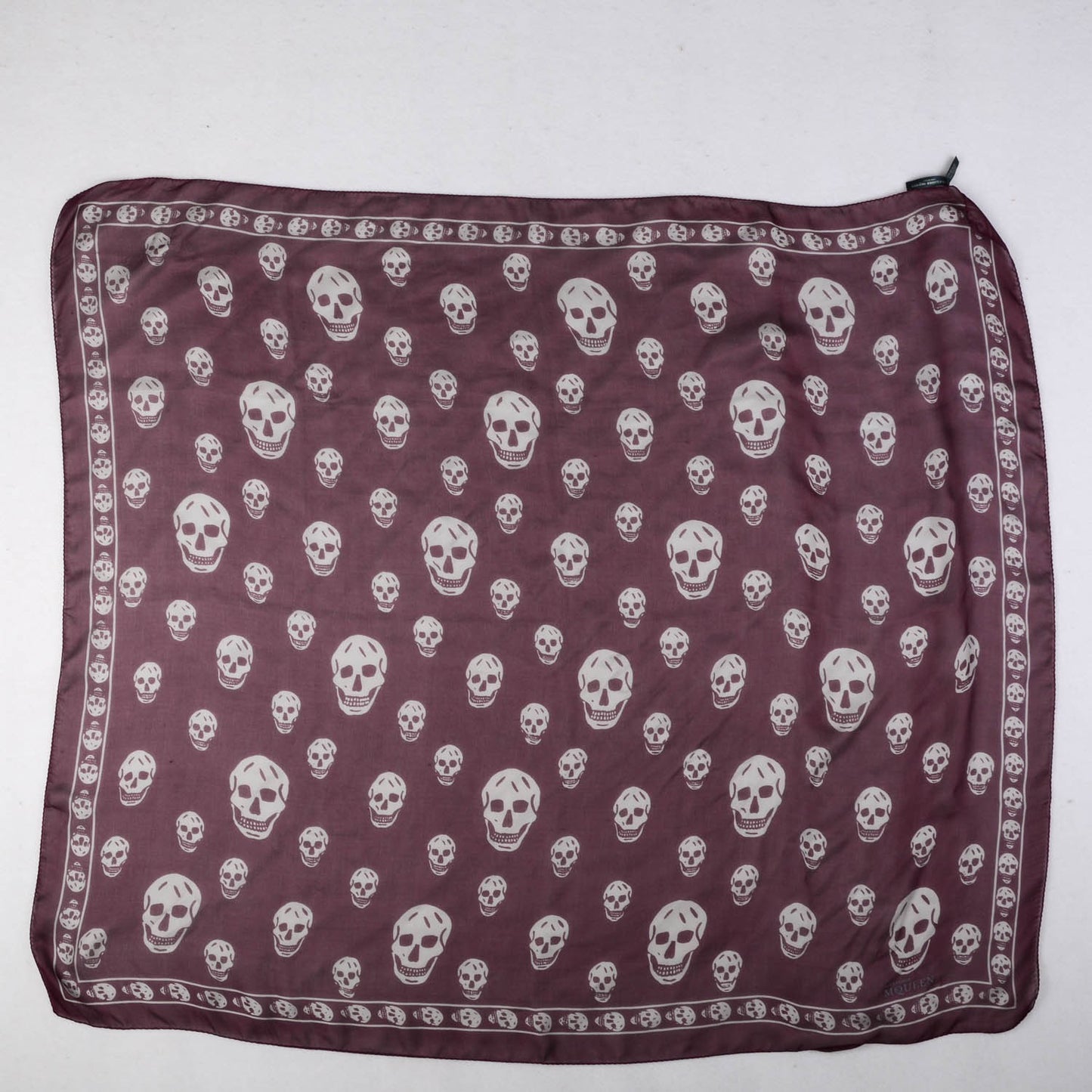 Silk Chiffon Skull Scarf Burgundy