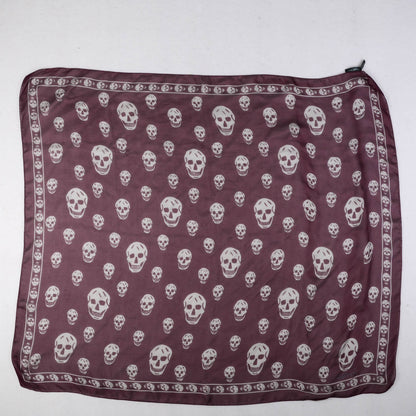 Alexander McQueen Silk Chiffon Skull Scarf Burgundy 3 of 5
