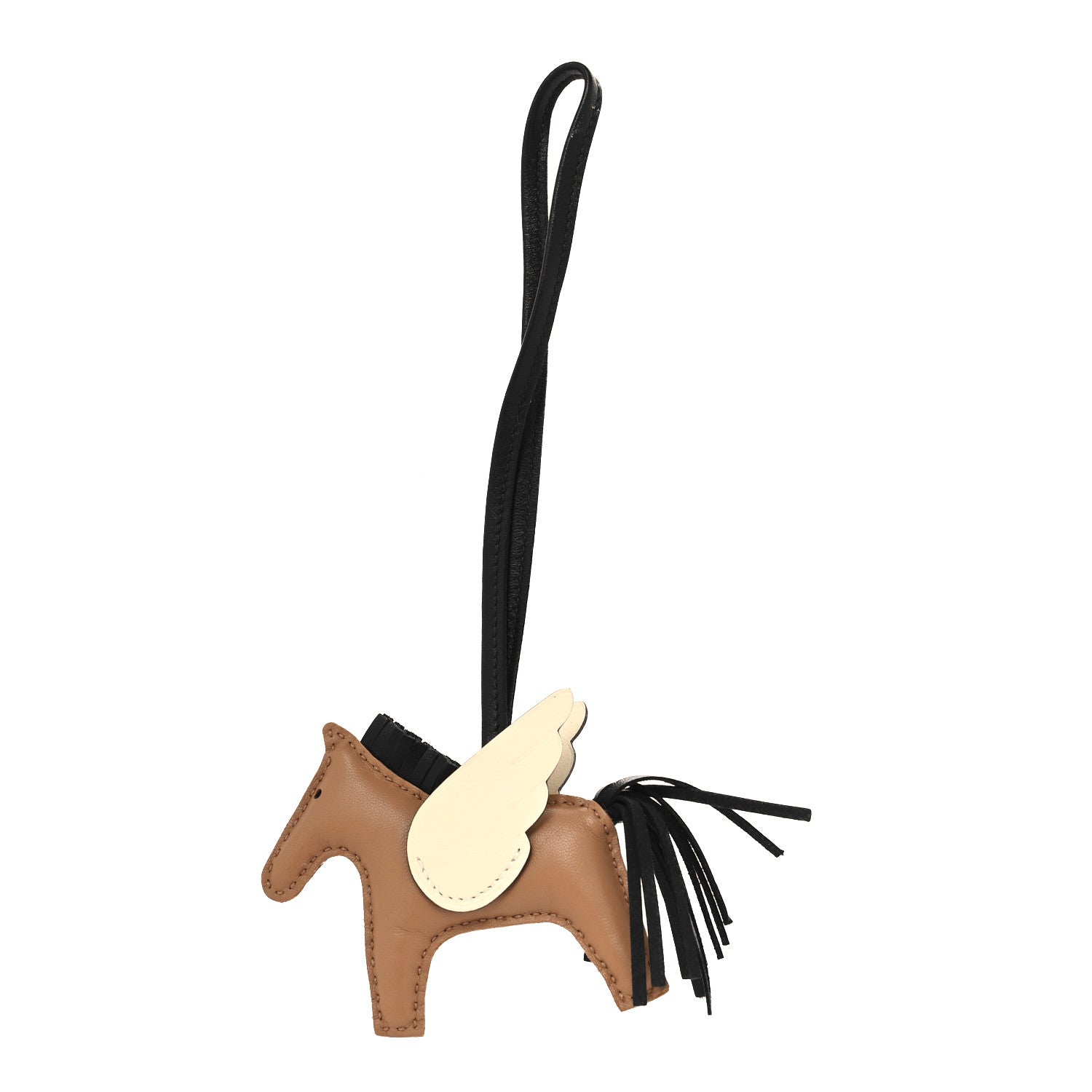 Hermes Milo Lambskin Grigri Rodeo Pegase Horse Bag Charm PM Sesame Black Nata 1 of 5