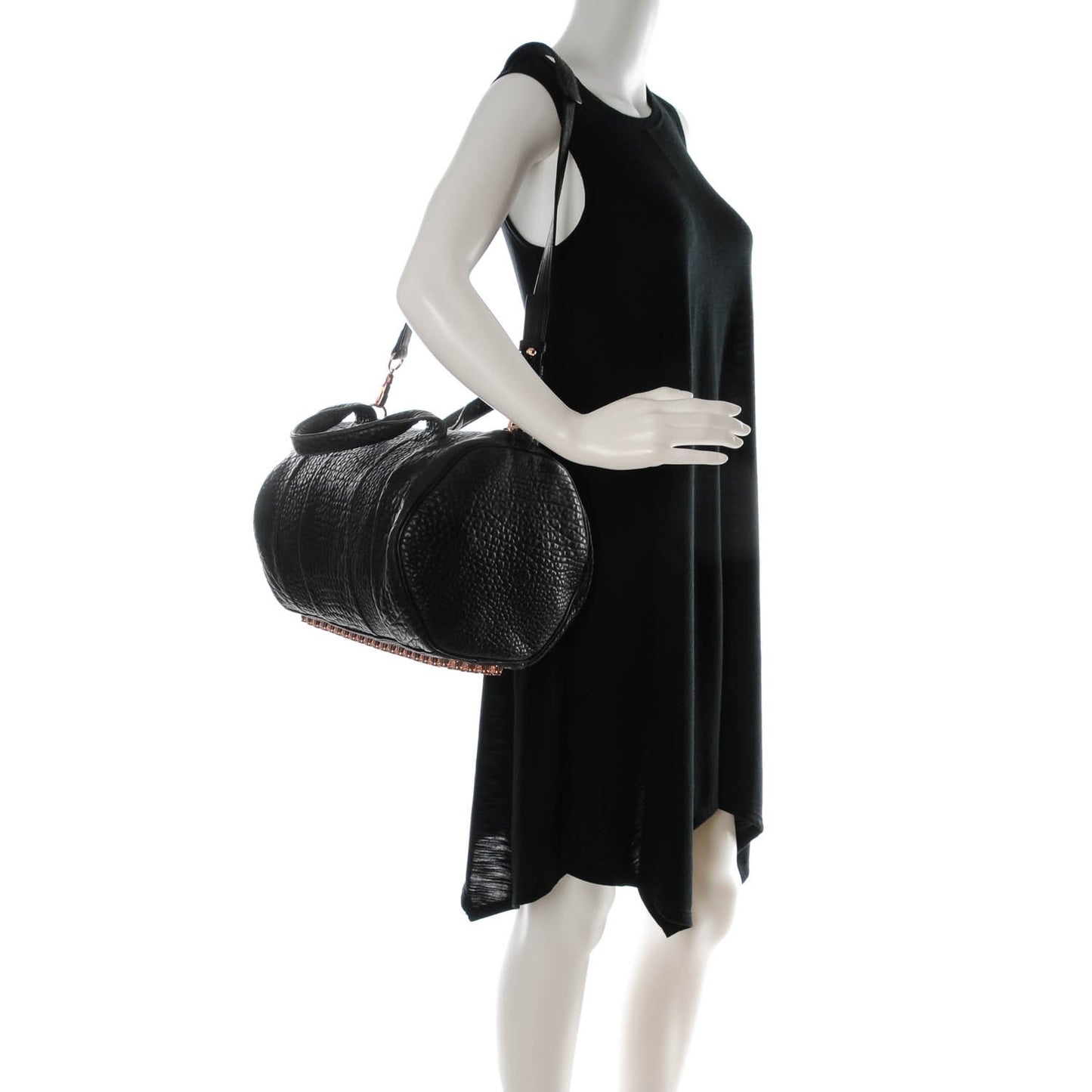 Pebbled Lambskin Rocco Black Rose Gold Hardware