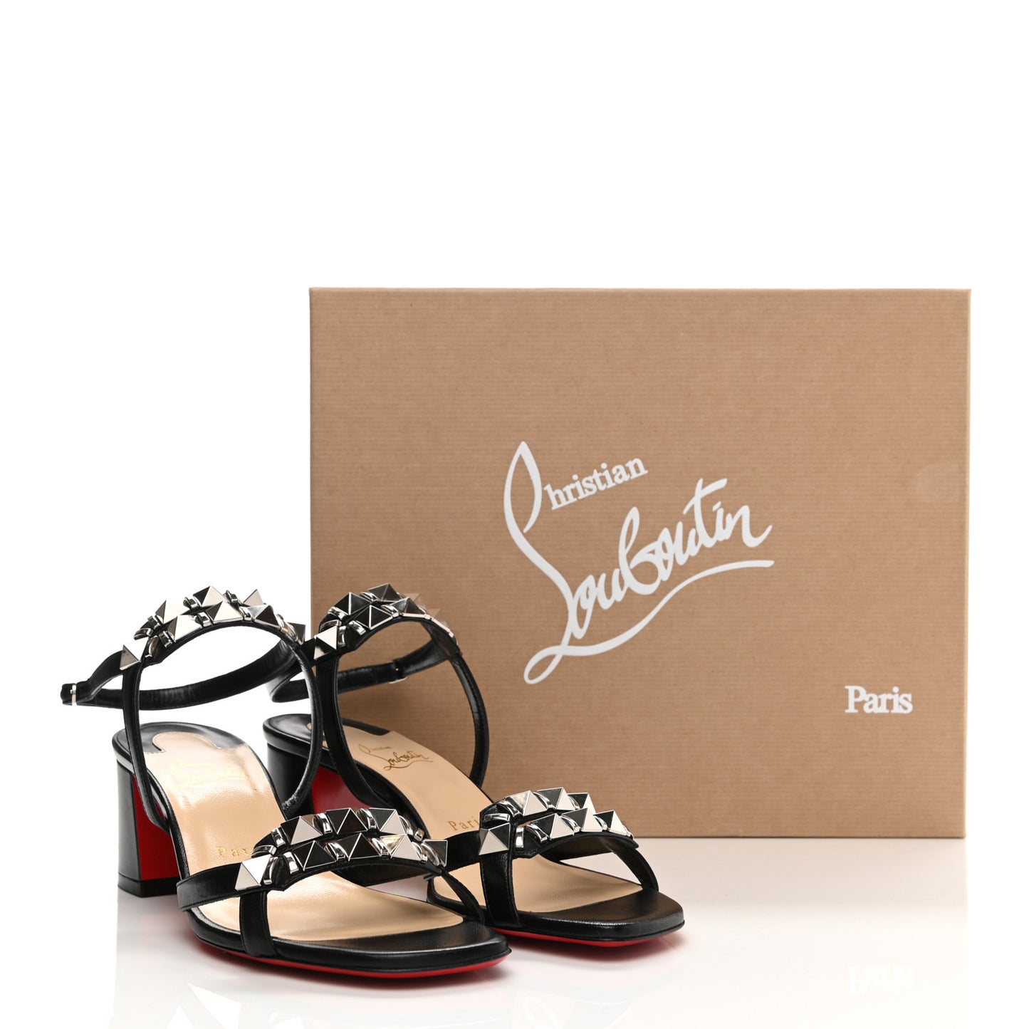 Calfskin Studded Galerietta Sandals 38.5 Black