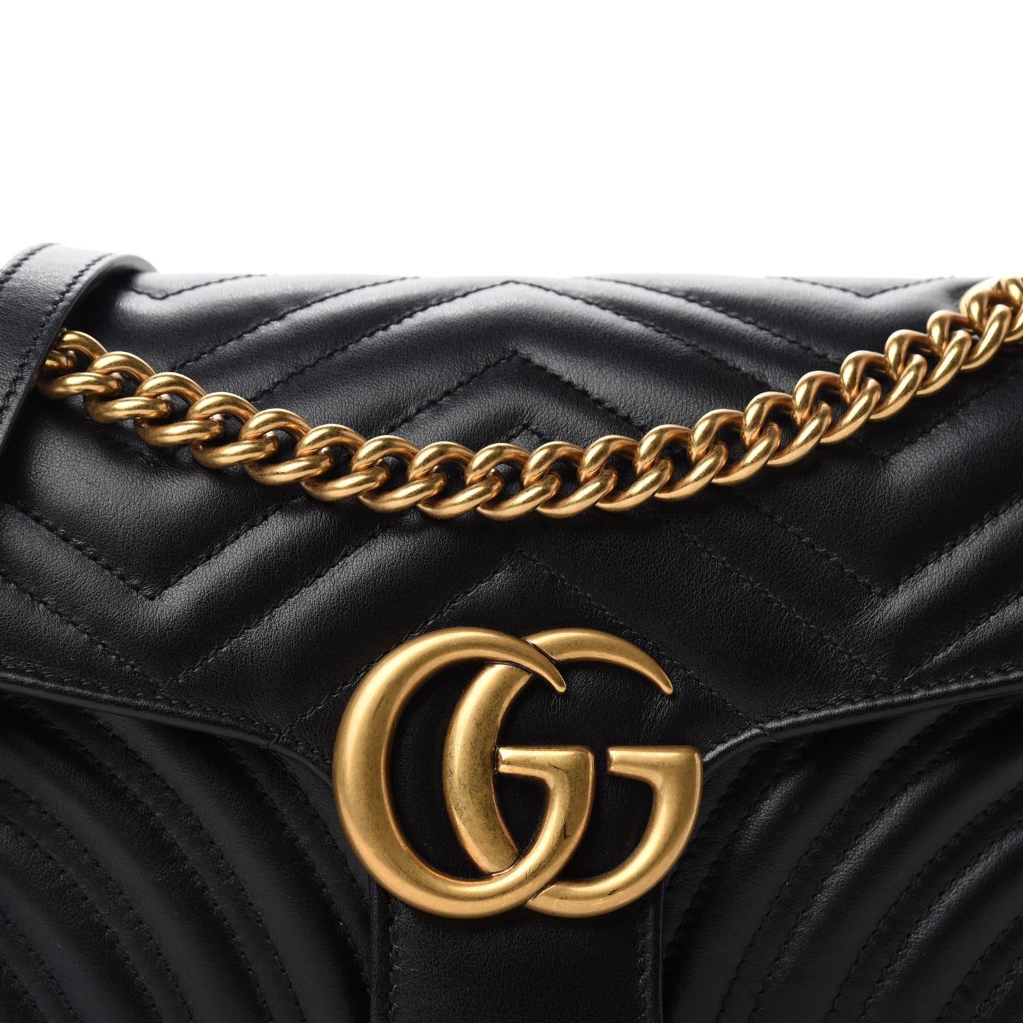 Calfskin Matelasse Small GG Marmont Shoulder Bag Black