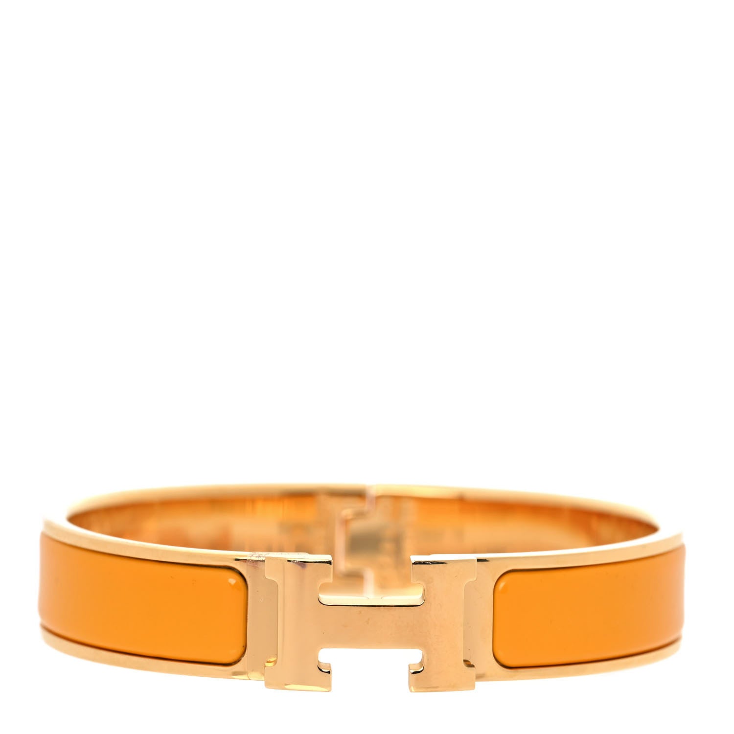 Hermes Enamel Narrow Clic Clac H Bracelet PM Jaune Madras 1 of 5