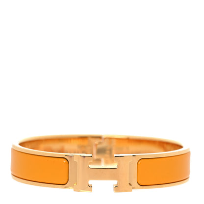 Hermes Enamel Narrow Clic Clac H Bracelet PM Jaune Madras 1 of 5