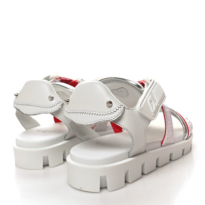 Christian Louboutin Calfskin Velcrissimo Flat Sandals 36 Blanco Silver 4 of 9