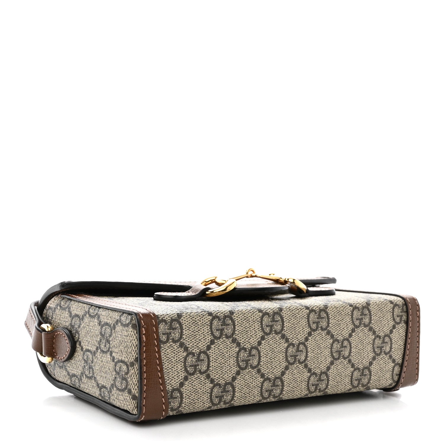 Gucci GG Supreme Monogram Mini Horsebit 1955 Shoulder Bag Beige Brown Sugar 4 of 11