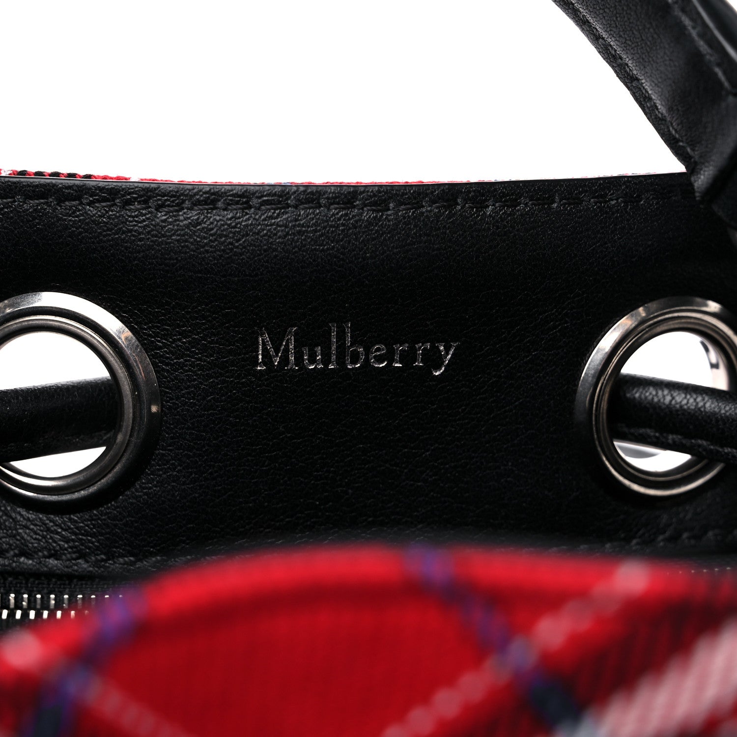 Mulberry Tartan Studded Bucket Bag Scarlet 6 of 8