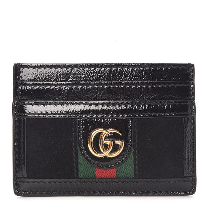 Gucci Suede Patent Web GG Ophidia Card Holder Black 1 of 8