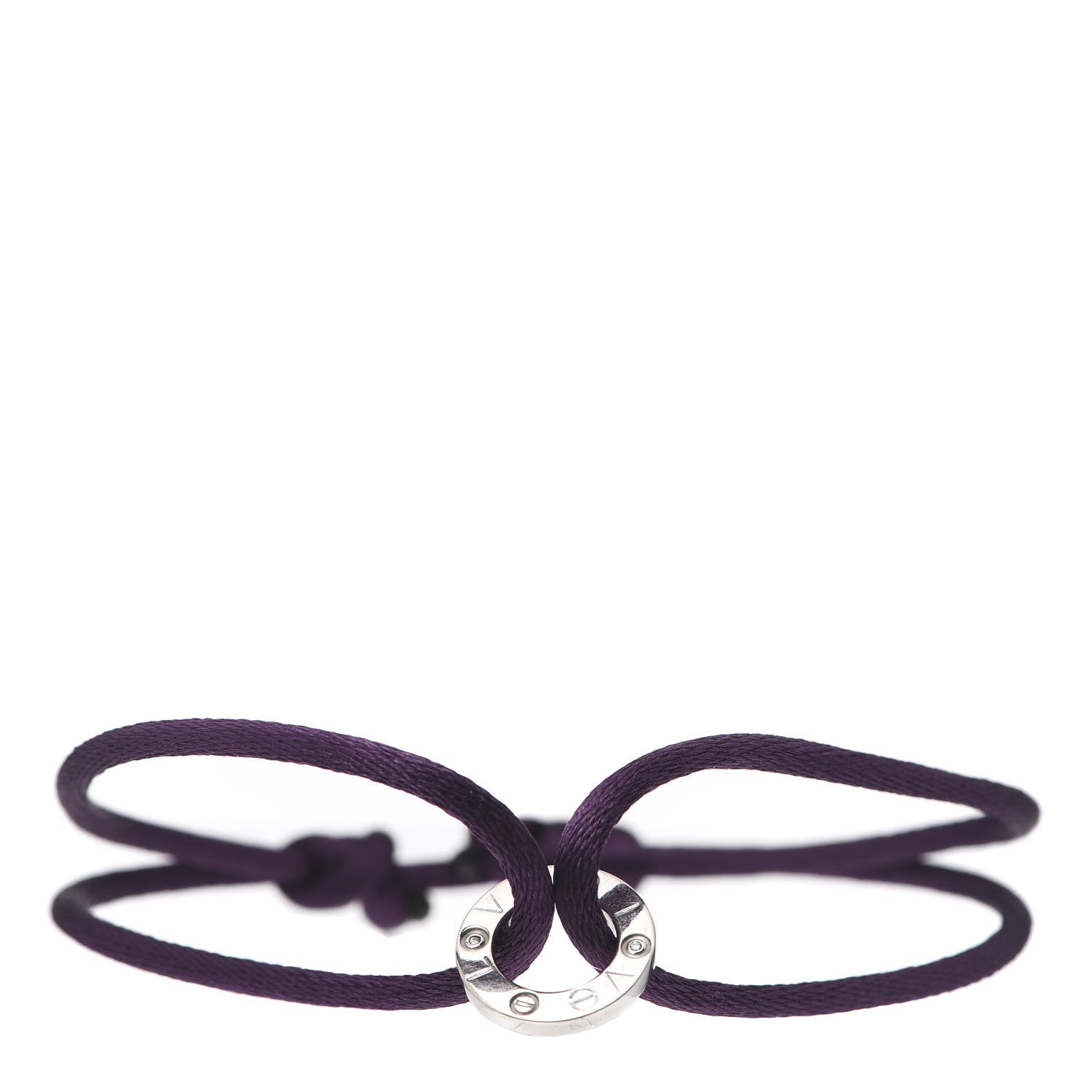Cartier 18K White Gold Diamond LOVE Adjustable Cord Bracelet Purple 1 of 5