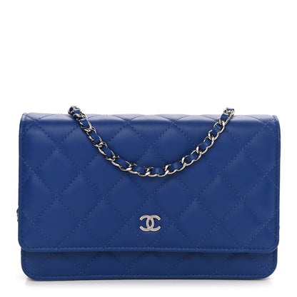 Chanel Lambskin Quilted Wallet On Chain WOC Blue 1 of 9