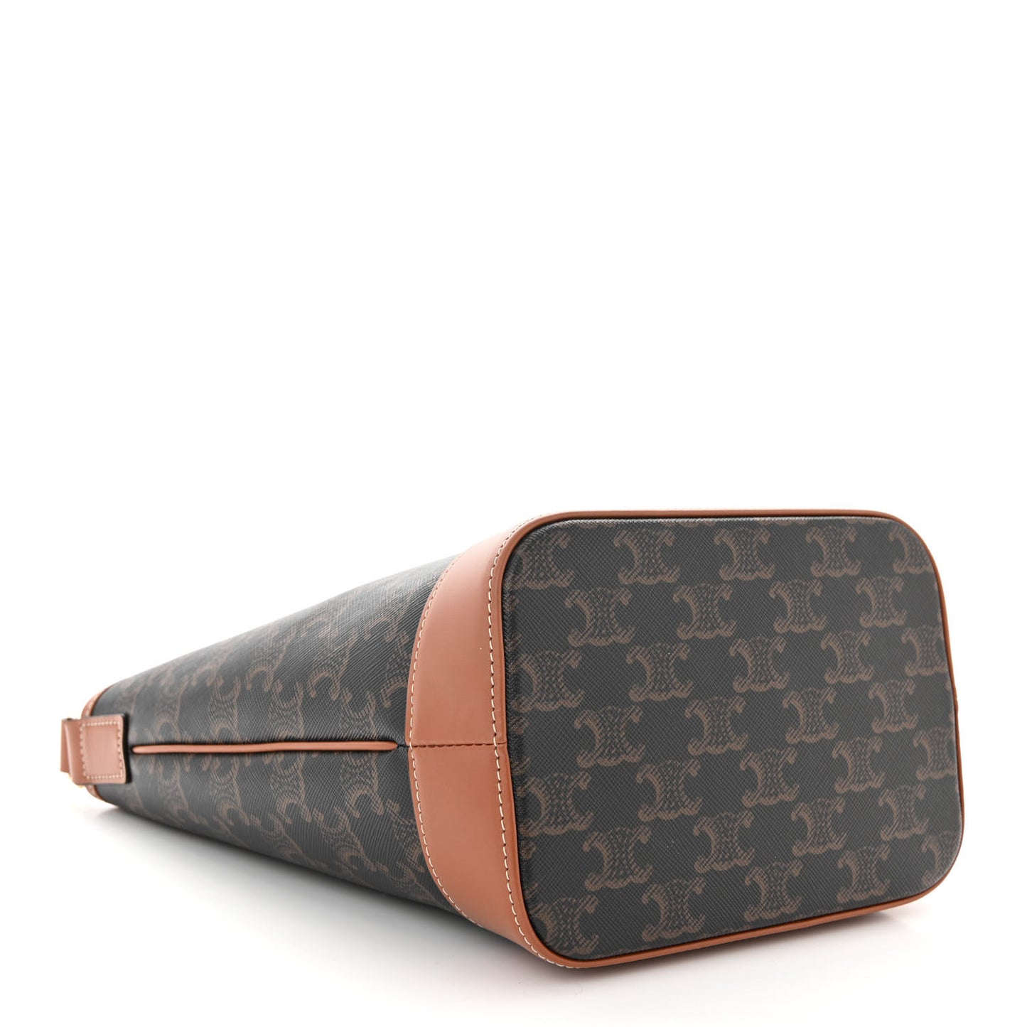 Triomphe Canvas Calfskin Small Bucket Bag Tan