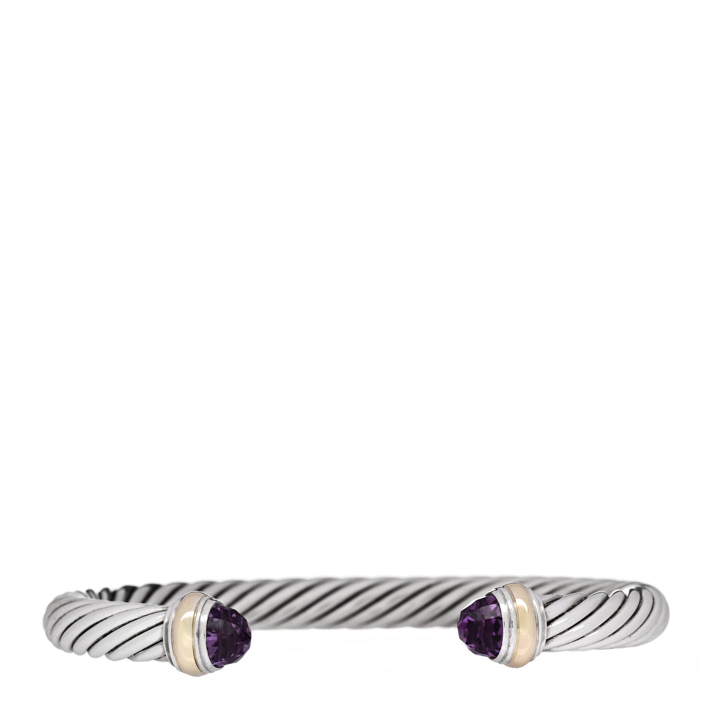 Sterling Silver 14K Yellow Gold Amethyst 7mm Cable Classics Bracelet