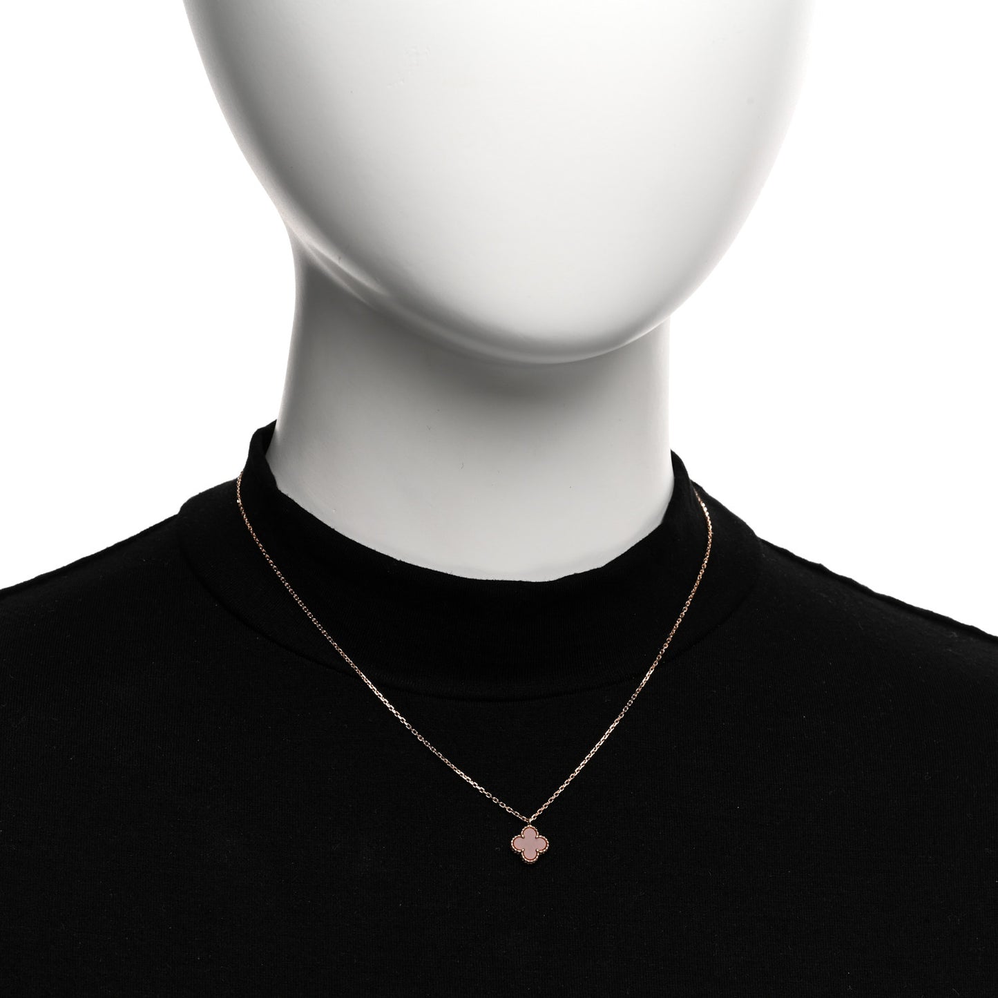18K Rose Gold Carnelian Sweet Alhambra Pendant Necklace
