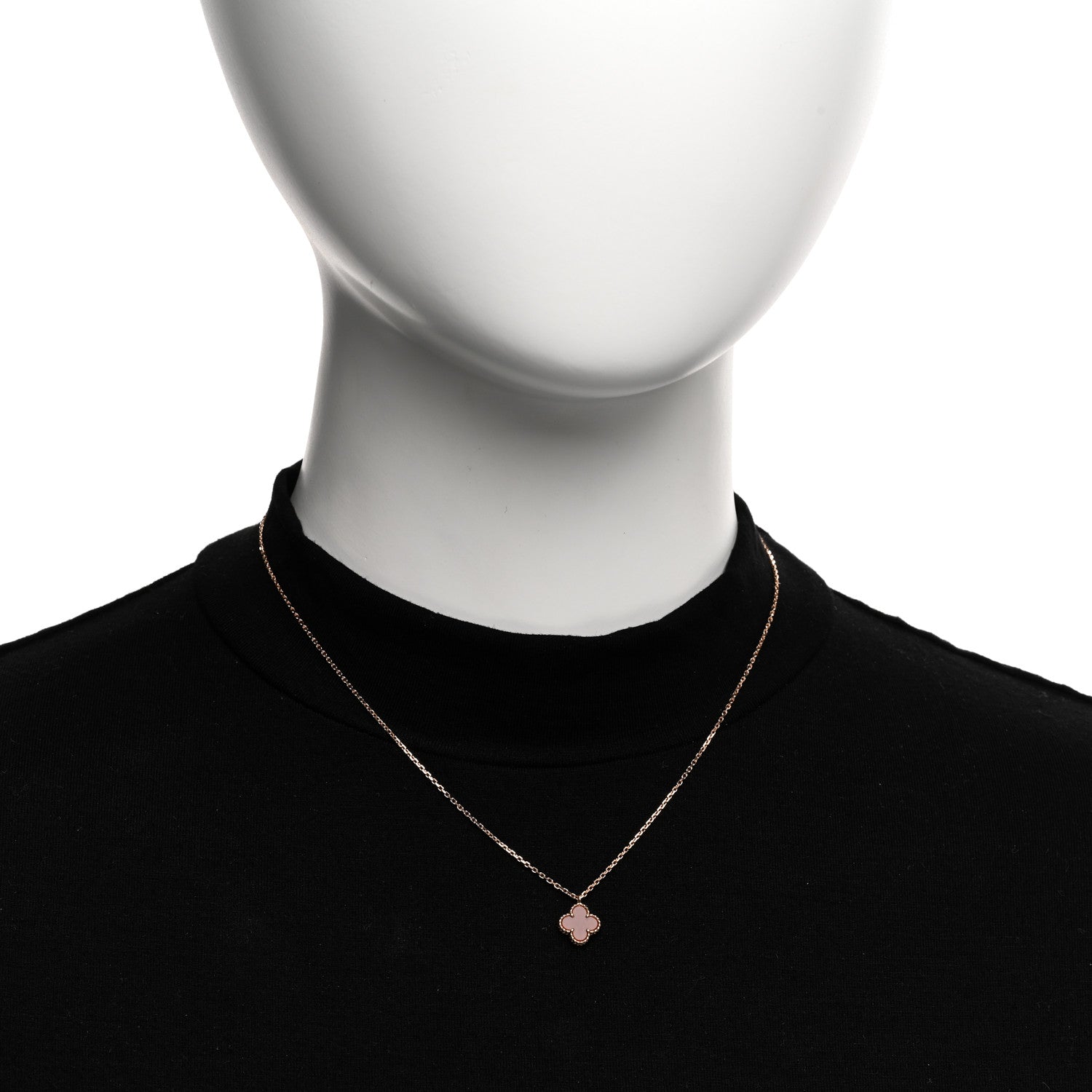 Van Cleef & Arpels 18K Rose Gold Carnelian Sweet Alhambra Pendant Necklace 2 of 6
