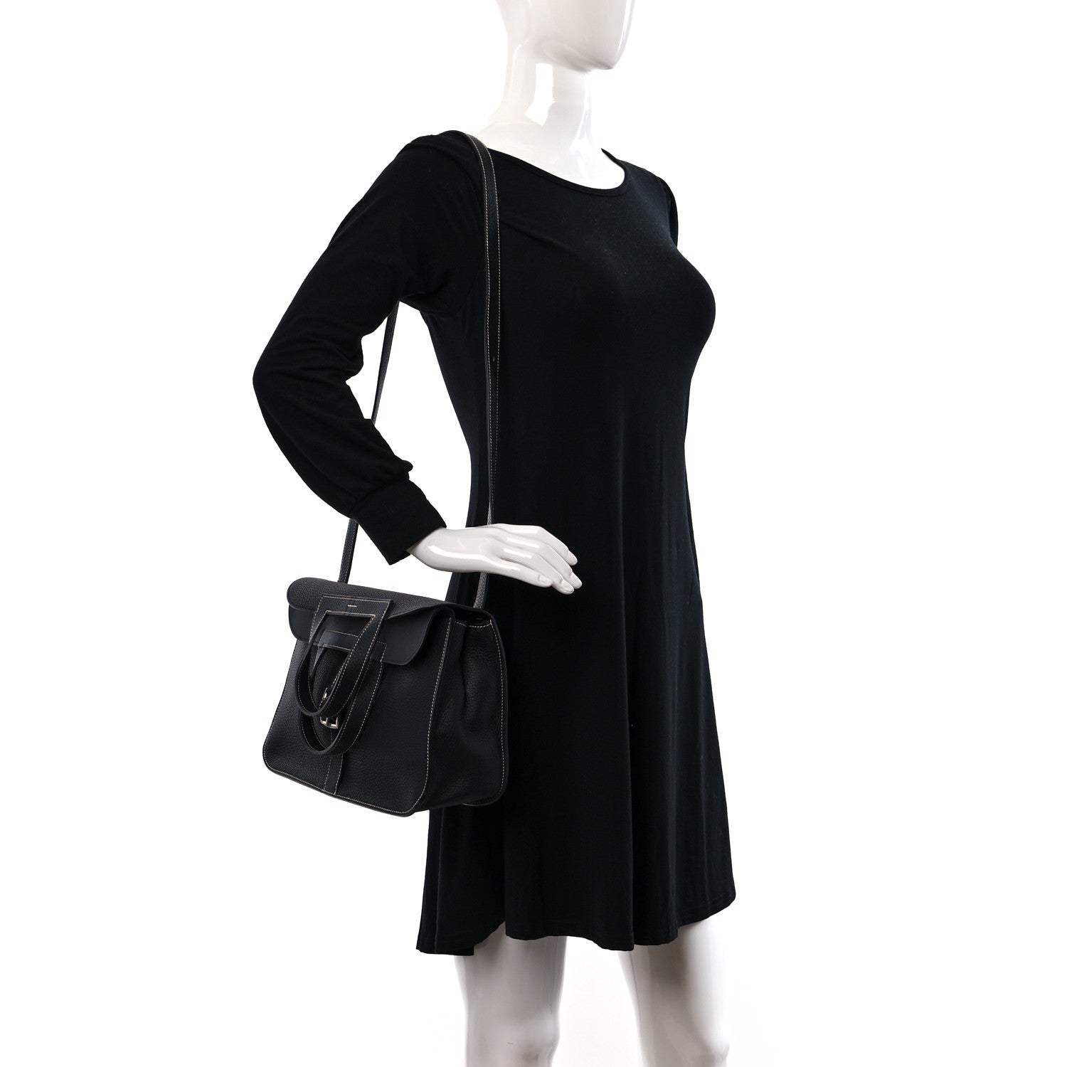 Hermes Taurillon Clemence Halzan 31 GM Black 2 of 8
