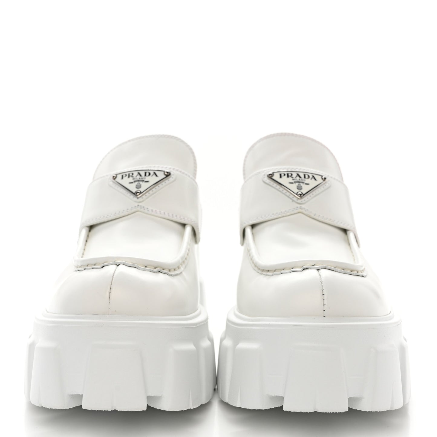 Spazzolato Rois Metal Triangle Logo Monolith 55mm Loafers 38 White