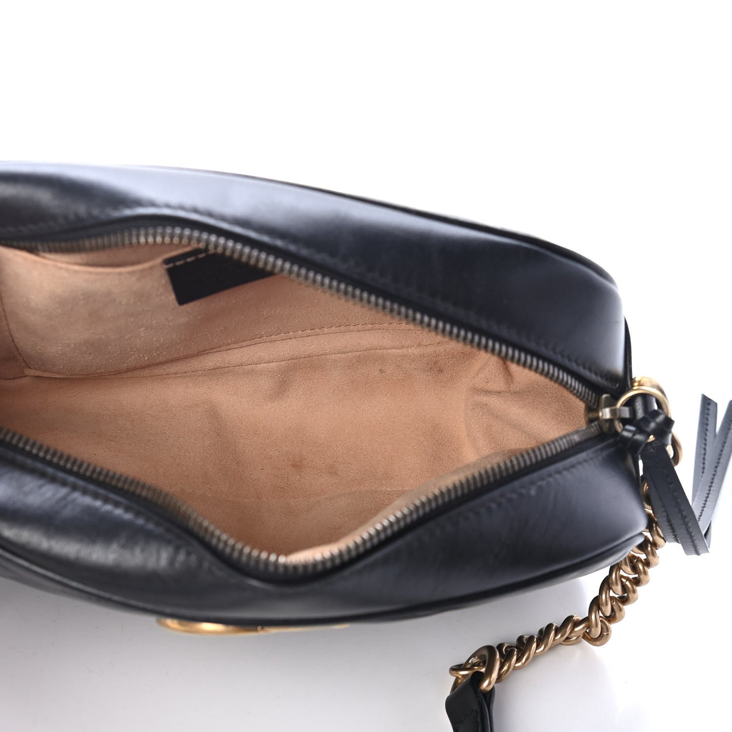 Calfskin Matelasse Small GG Marmont Chain Shoulder Bag Black