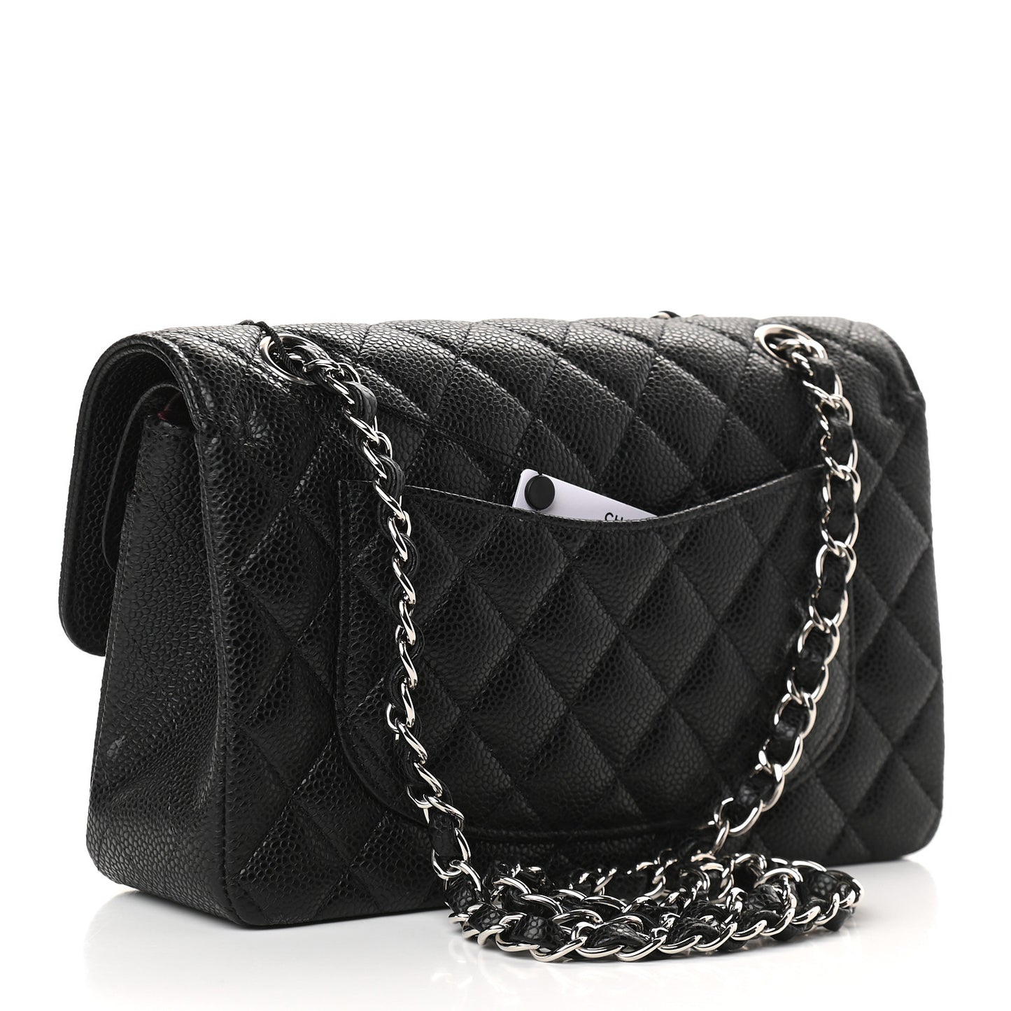 Caviar Quilted Small Double Flap Black