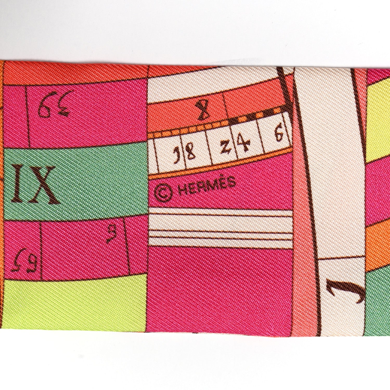 Hermes Silk Astrologie Nouvelle Twilly Rose Corail Vert Fluo 4 of 4