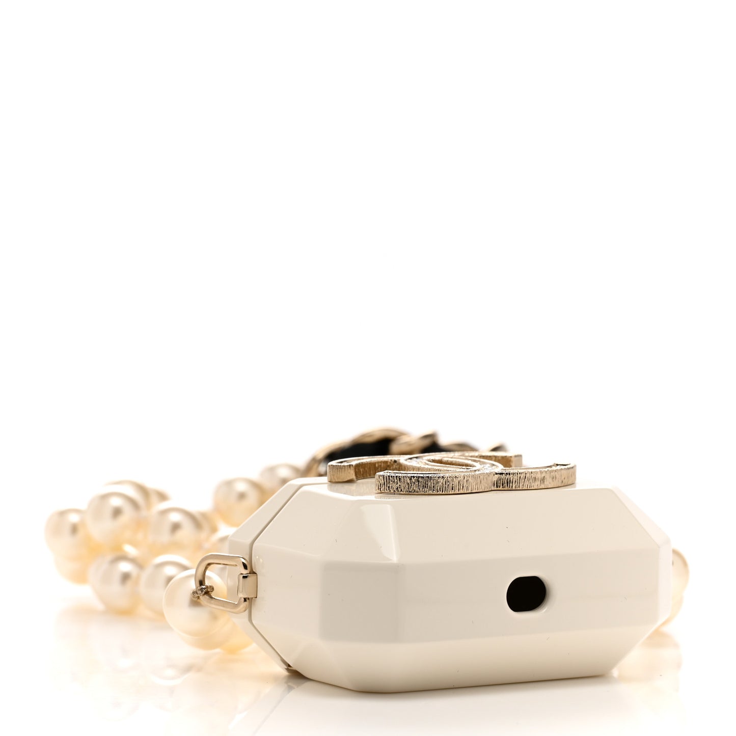 Resin Crystal Pearl Lambskin Airpods Pro Holder Necklace Pearly White
