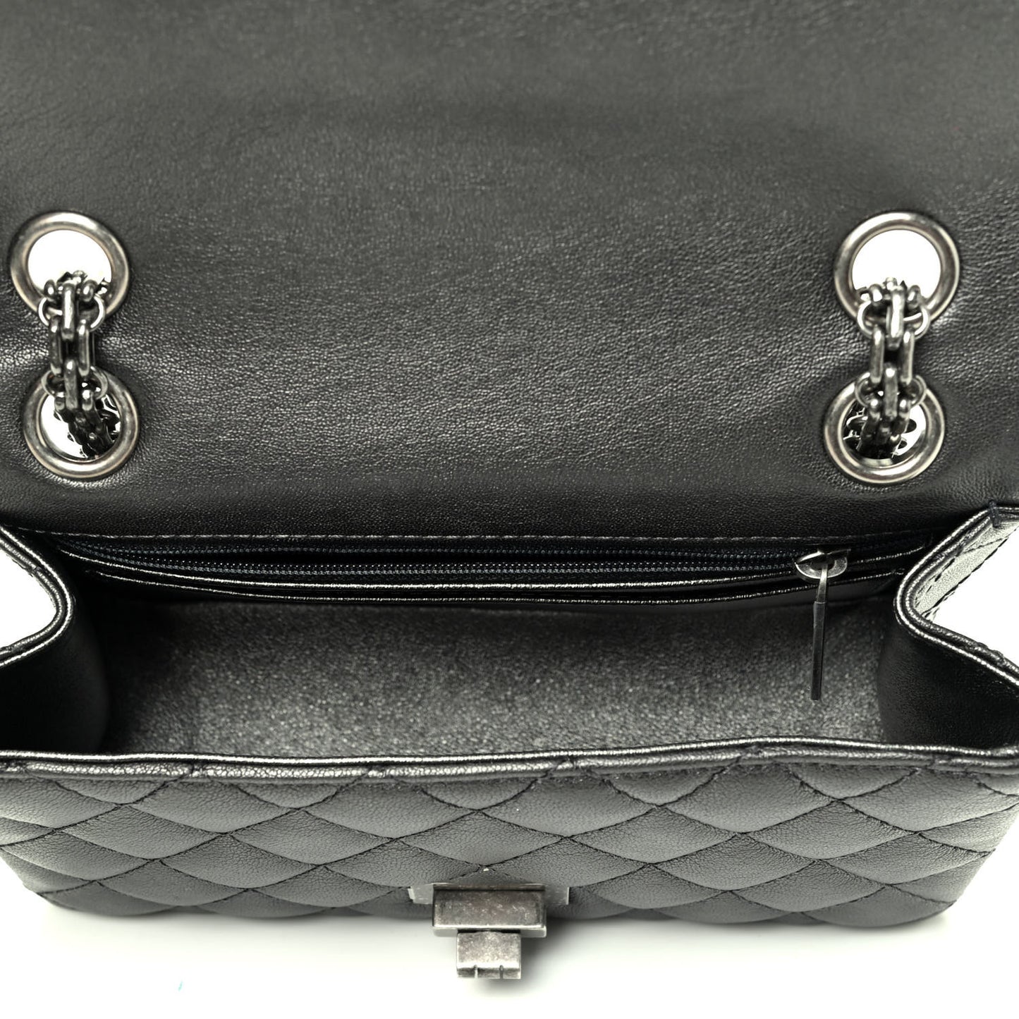 Metallic Sheepskin Quilted 2.55 Reissue Mini Flap Dark Silver