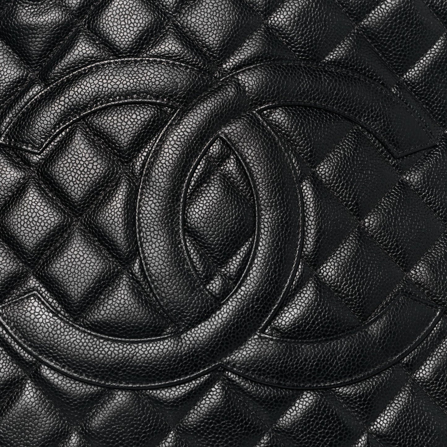 Caviar Quilted Medallion Tote Black