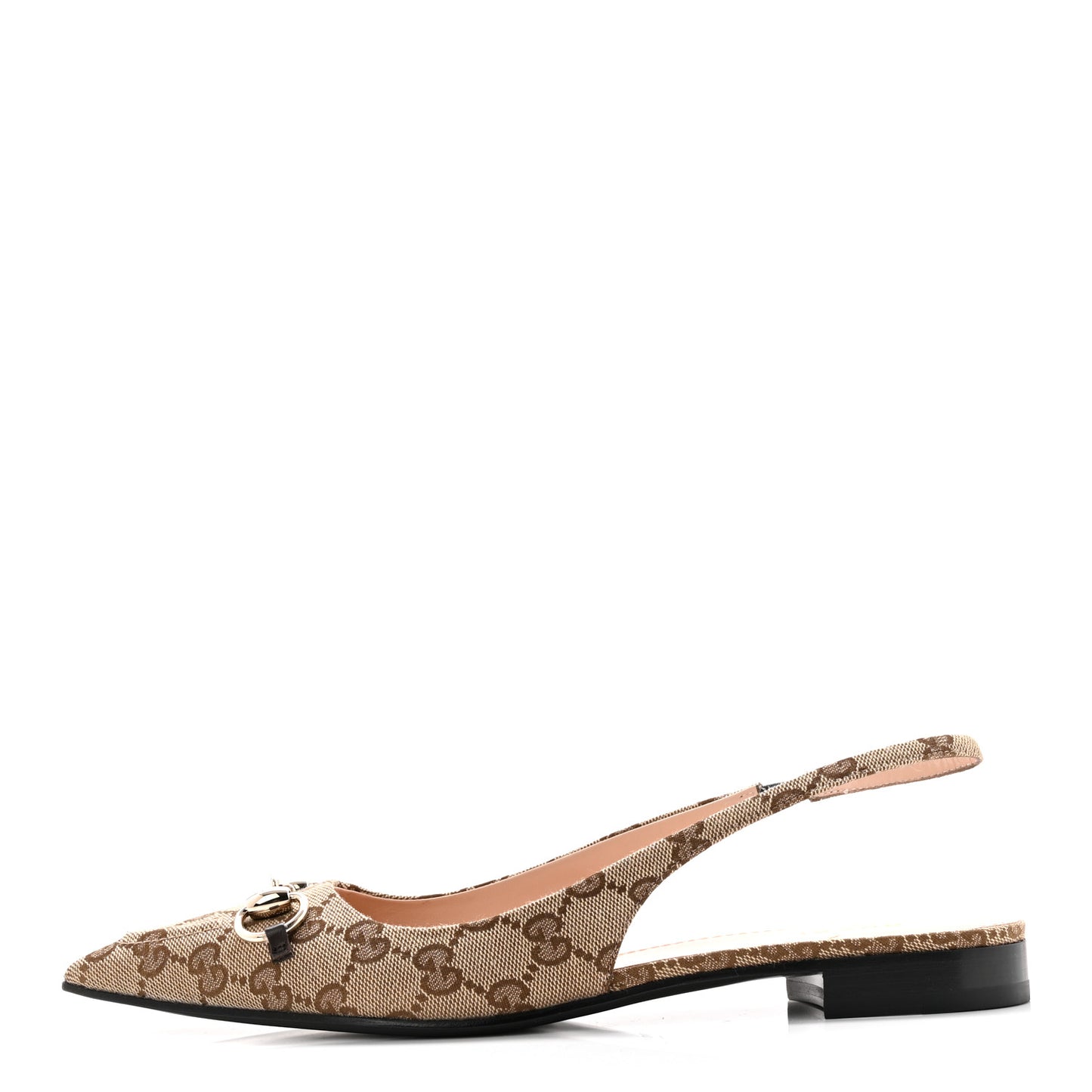 Monogram Horsebit Womens Slingback Ballet Flat 39 Beige Ebony Cocoa