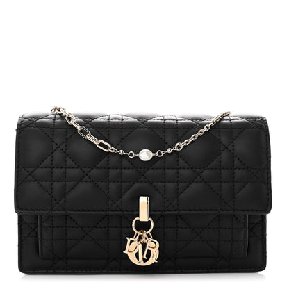 Christian Dior Lambskin Cannage Lady Dior Chain Pouch Black 1 of 9