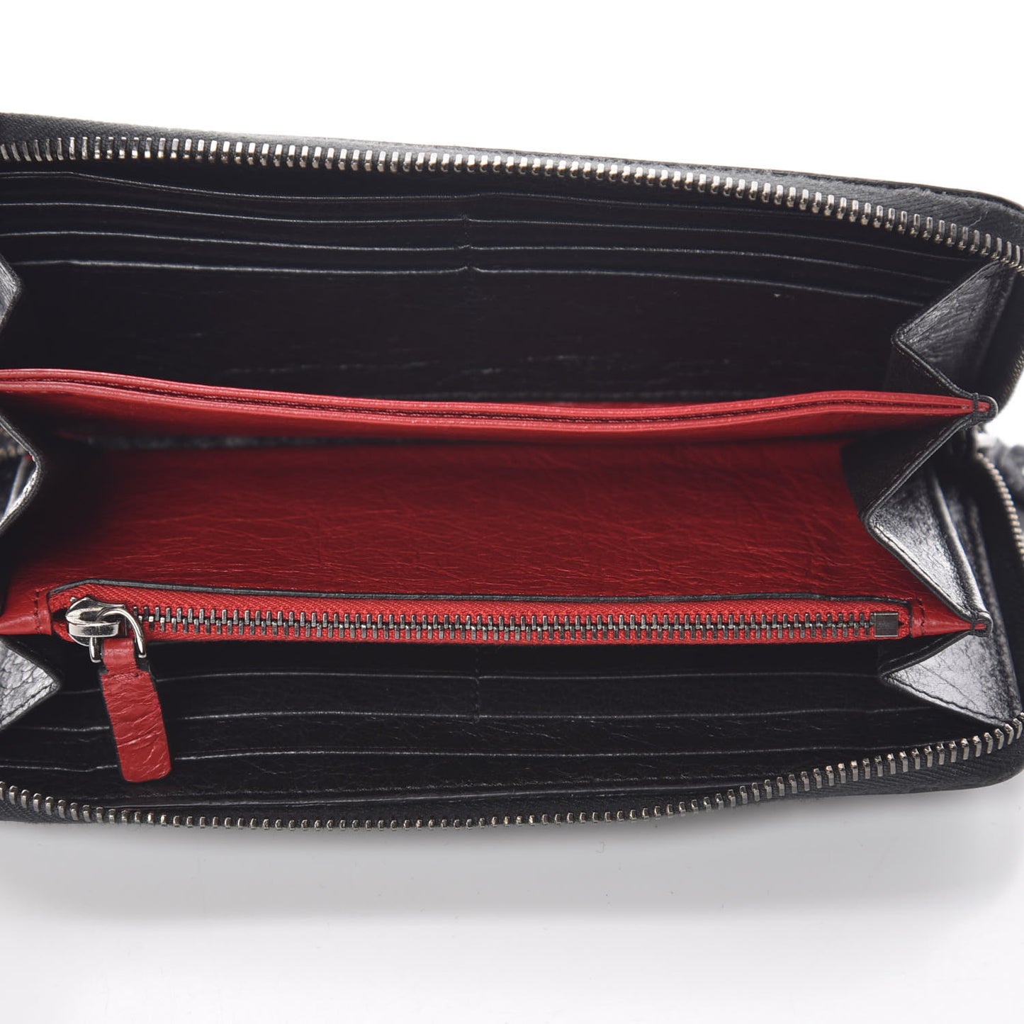 Craquele Nappa Rockstud Spike Zip Around Wallet Black