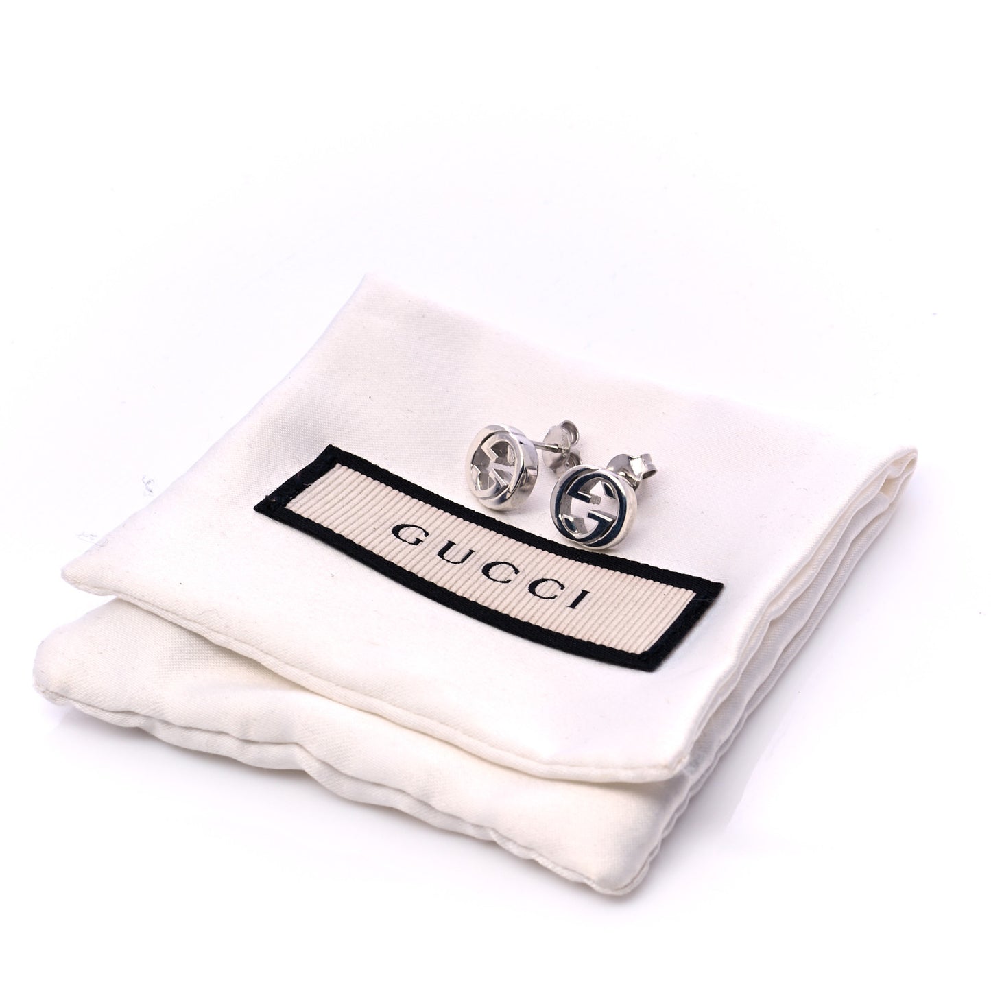 Sterling Silver Interlocking GG Stud Earrings
