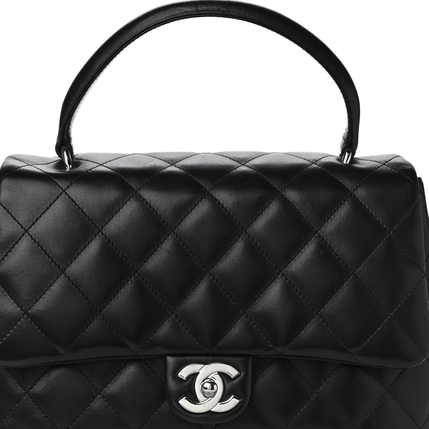 Lambskin Quilted Medium Kelly Flap Bag Black