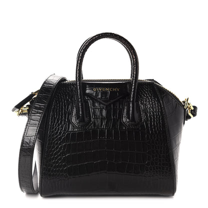 Givenchy Calfskin Crocodile Embossed Mini Antigona Black 1 of 10