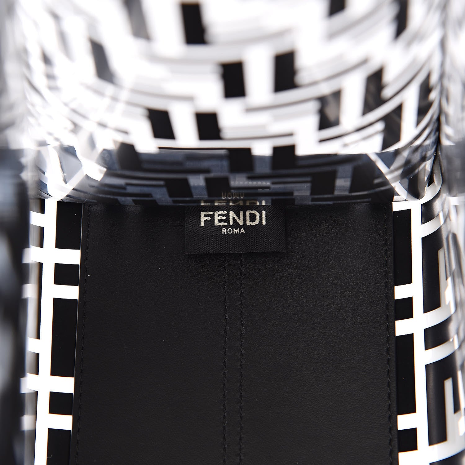Fendi TPU FF Vitello Century Plexiglass Medium Runaway Shopper Tote Black 6 of 12