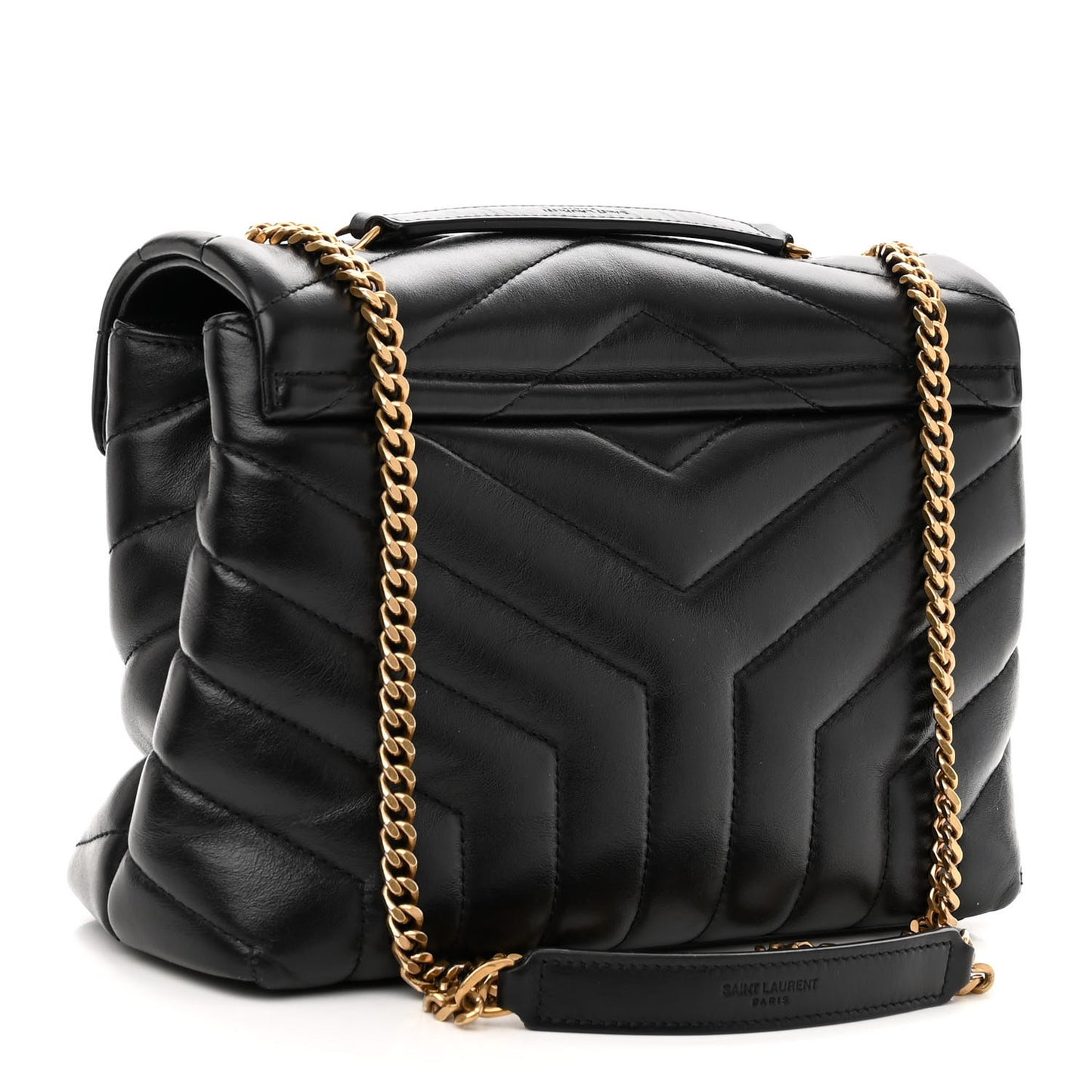 Calfskin Y Quilted Monogram Small Loulou Chain Satchel Black
