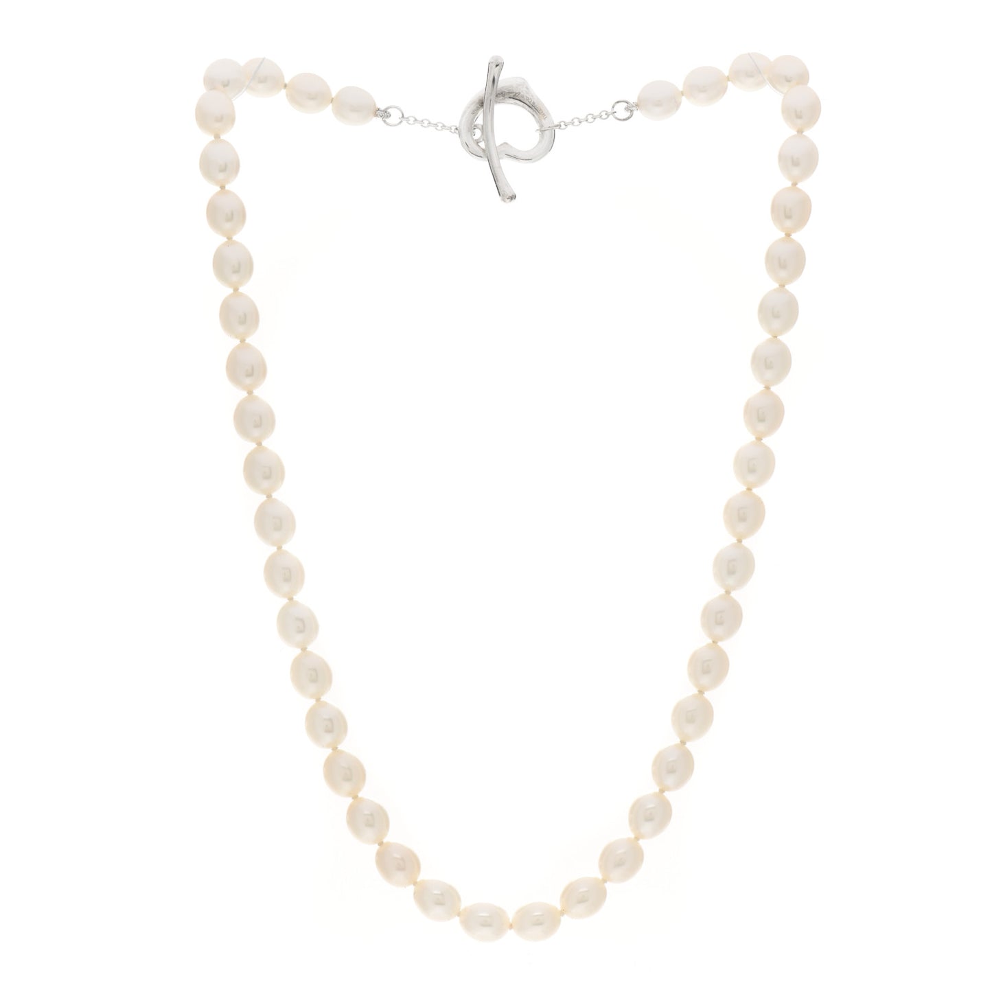 Sterling Silver Pearl Elsa Peretti Open Heart Necklace