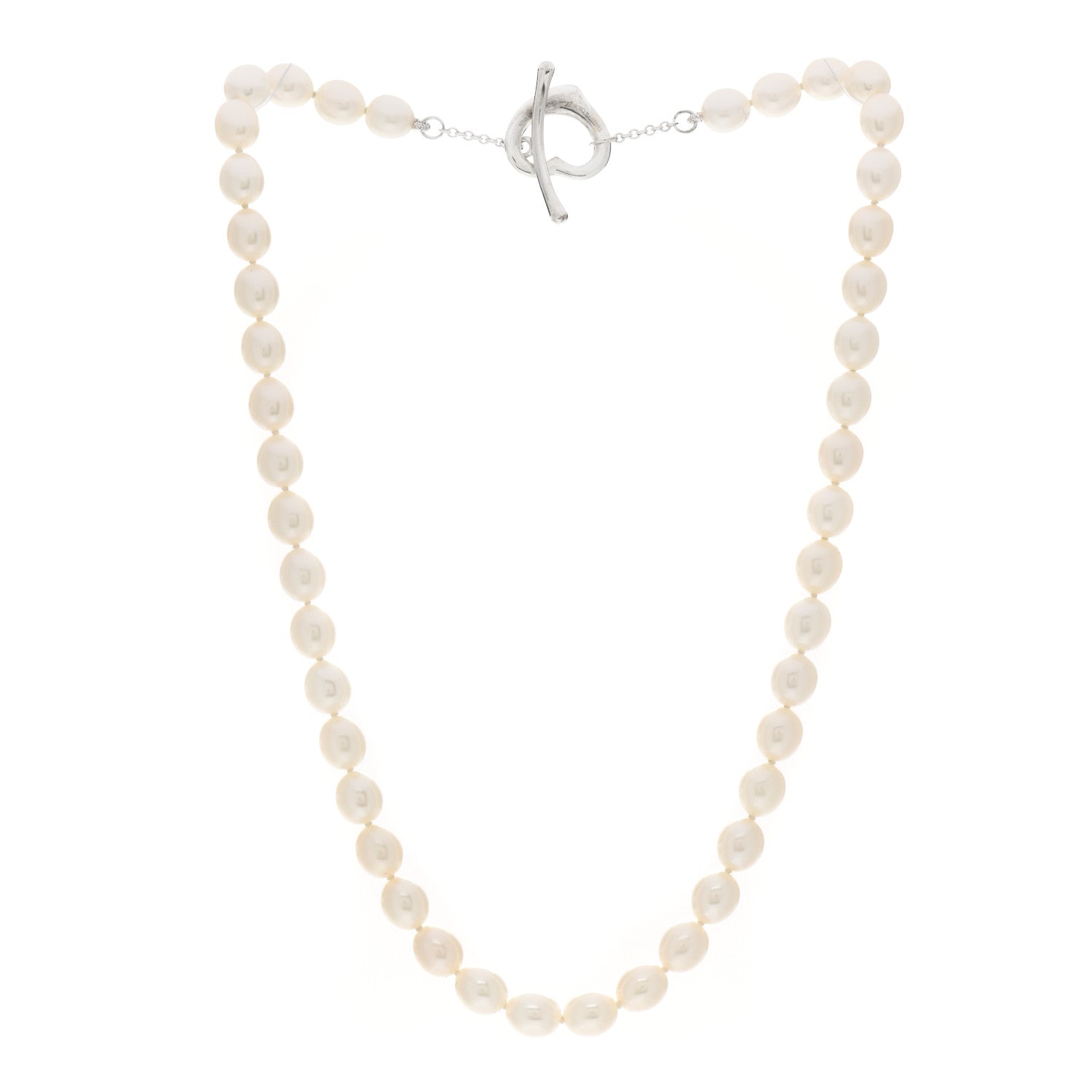 Tiffany Sterling Silver Pearl Elsa Peretti Open Heart Necklace 3 of 4