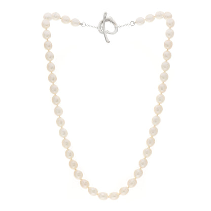 Tiffany Sterling Silver Pearl Elsa Peretti Open Heart Necklace 3 of 4