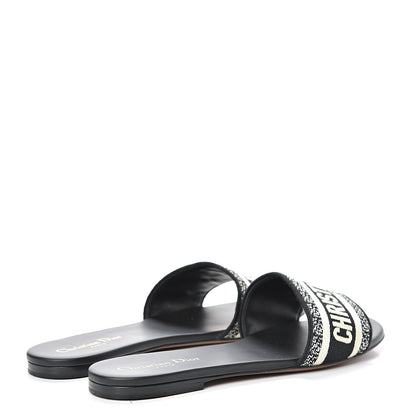 Christian Dior Canvas Embroidered Dway Mules Slide Sandals 40 Deep Blue 4 of 11